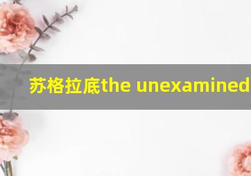 苏格拉底the unexamined life